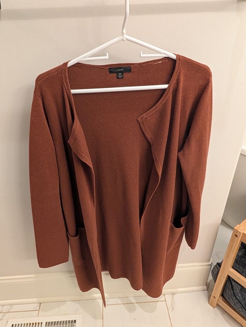 J. Crew Juliette Open-Front Rust Color Cardigan